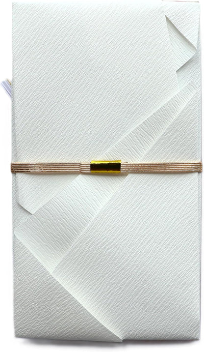 Traditional Mizuhiki Wedding Keepsake Envelope in Gold & White | Hand-Tied Japanese Paper Art Gift Card Holde
