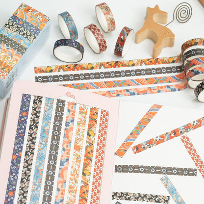 Japanese Washi Tape Set (10 Rolls) – Traditional Patterns & Ukiyo-e Floral Art, Aesthetic Decorative Masking Tape for Bullet Journaling, Planners, Scrapbooking & DIY Crafts (10mm x 2m)